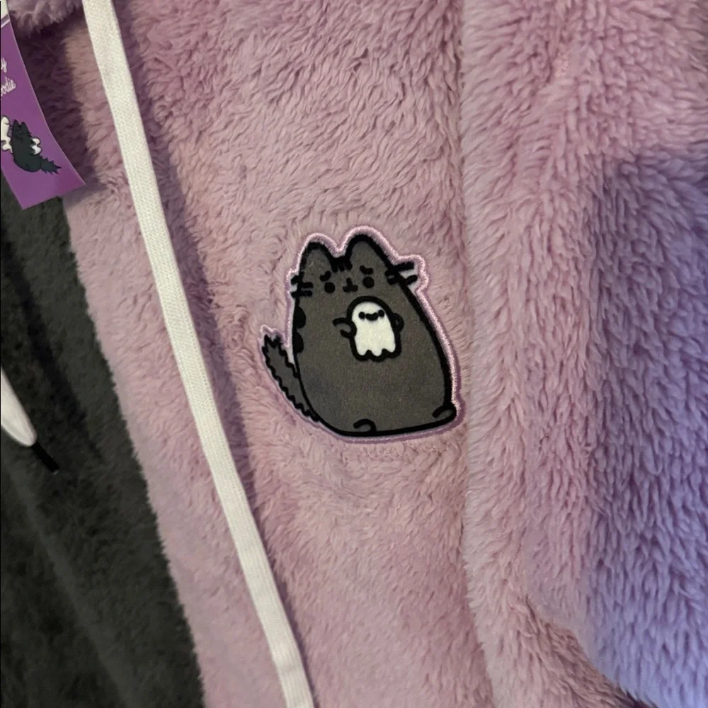 Pusheen Fuzzy Hoodie - Gray and Purple - Picture 3 of 5